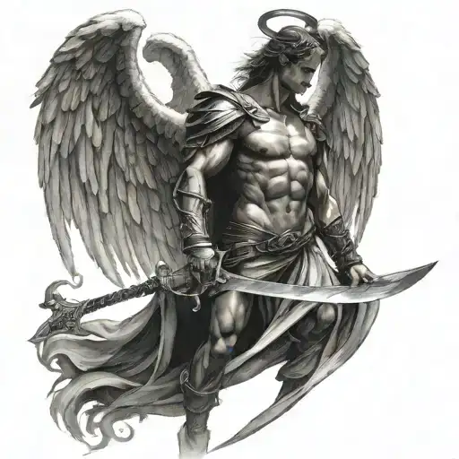 Fallen Angel Of Death With Sword Realism