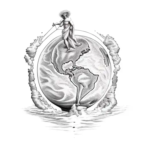 Greek Mythology Atlas Holding Earth Behind His Head