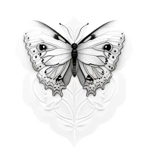 Black And White Butterfly On Top Of A Rose