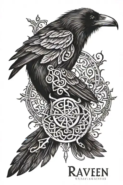 Raven Nordic Design And Runes L