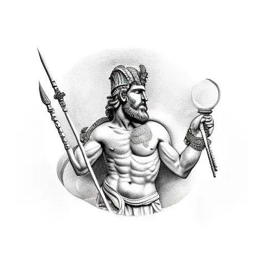 Roman God Janus With His Staff And Key