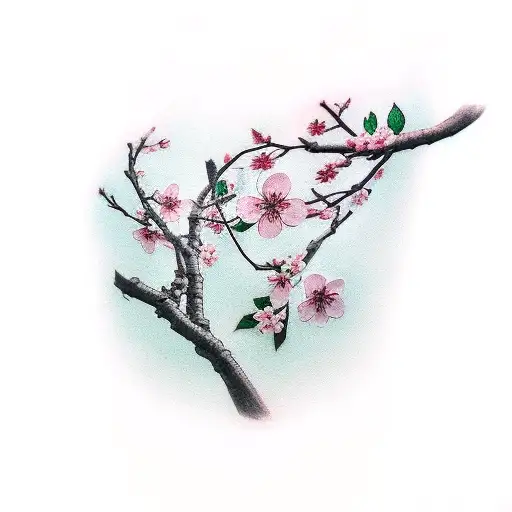 Cherry Blossom Branch And Crow