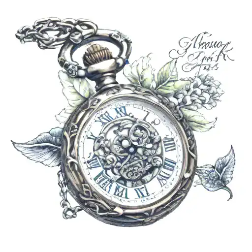 Pocket Watch With Grandfather Word And Nature Accents