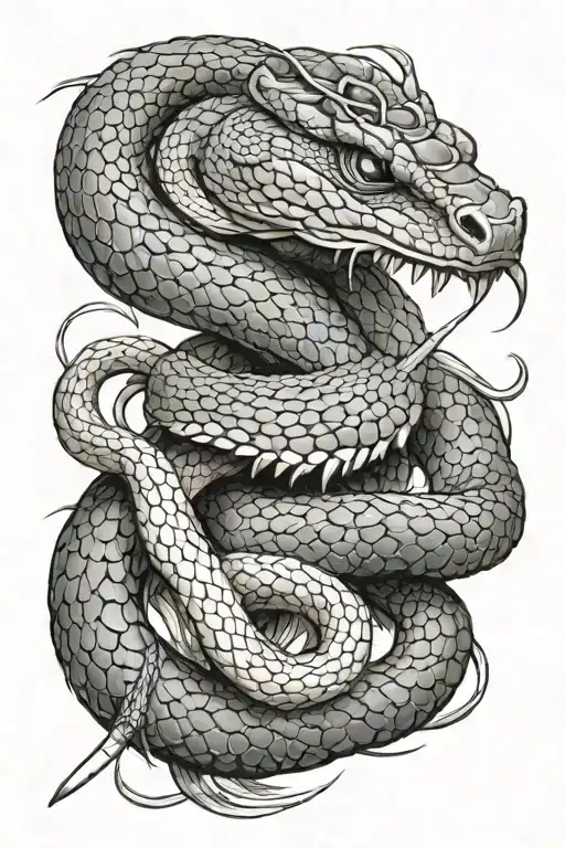 Katana And Snake Tattoo Design