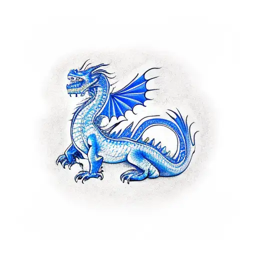 Occidental Dragon With Blue Fire