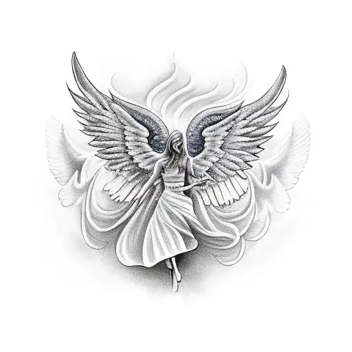 Falling Angel With Wings Spread Out