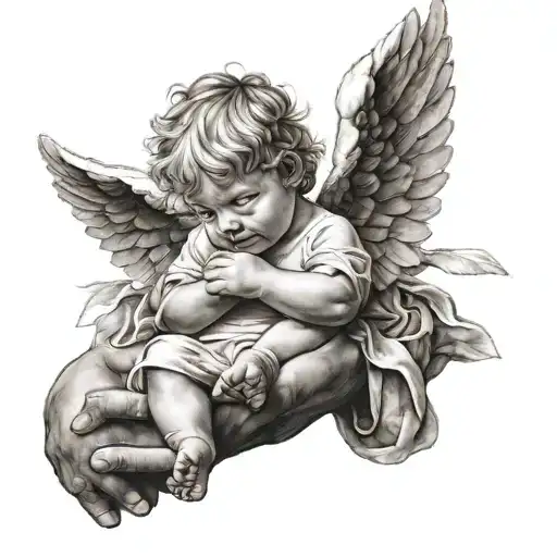 Little Boy Holding Angels Hand