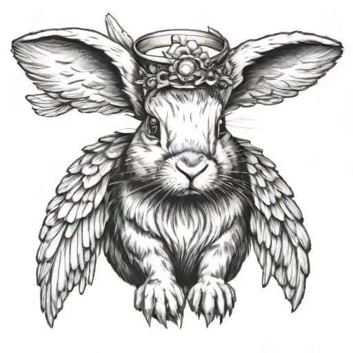 Bunny With Angel Wings And Halo