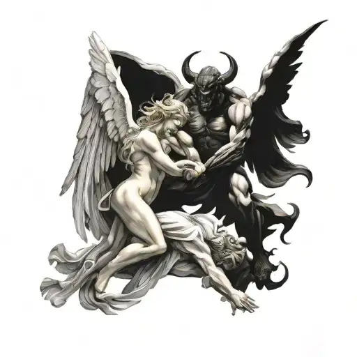 Angel Fighting A Demon