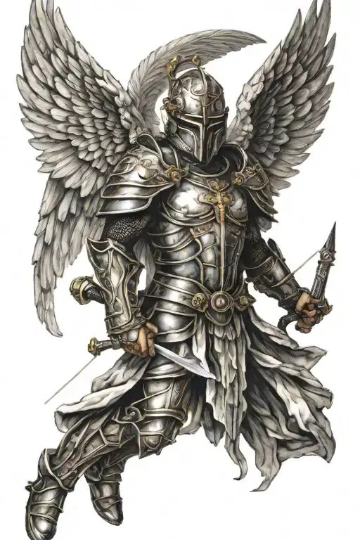 Angel Flies Wings Warrior Man Helmet Armor Full Length