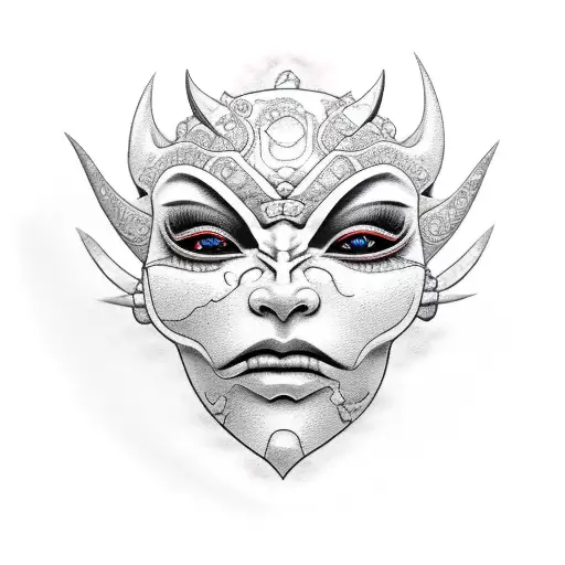 Oni Mask Broken On Girl Face