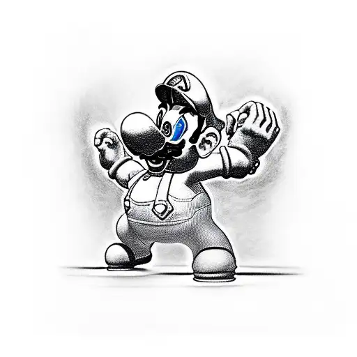 A Realistic Tattoo Of Super Mario Breaking Through The Gates Of Hell