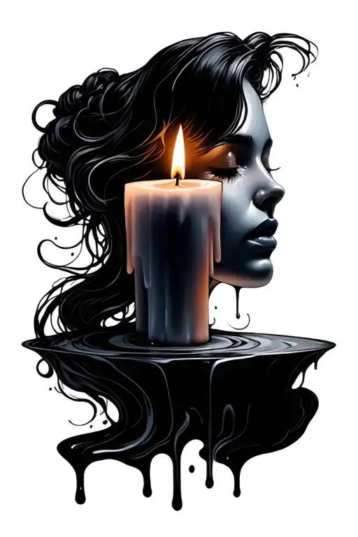 I Want A Tattoo Of A Candle That Represents A Female Face That Melts