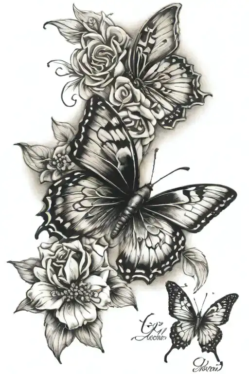 In Memory Tattoo Design With A Butterfly And Date