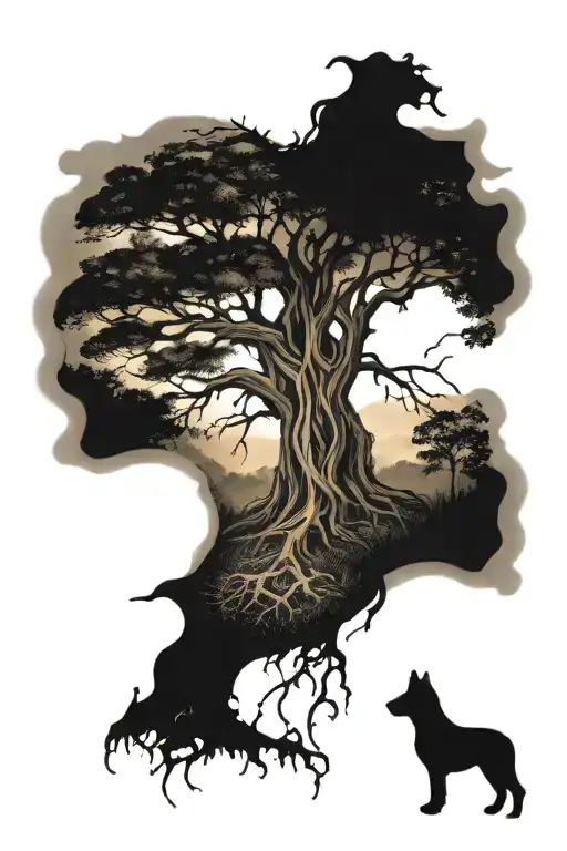 Tree Of Life Dog Paw Print Surrounded