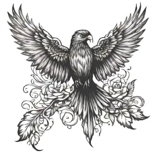 Phoenix And Paradise Bird Flying