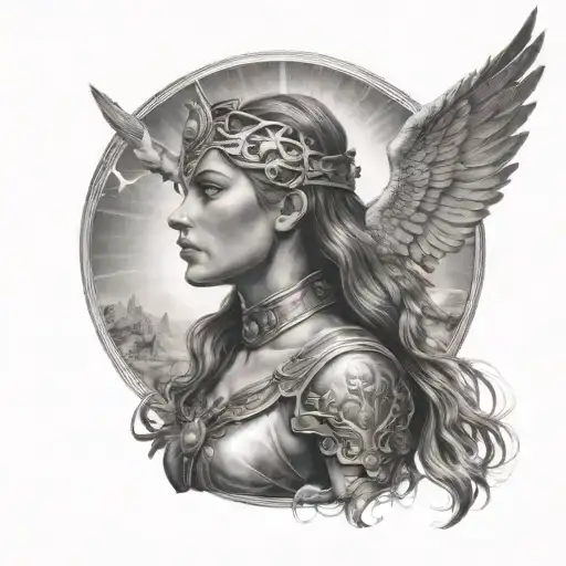 Female Guardian With Sun Rising