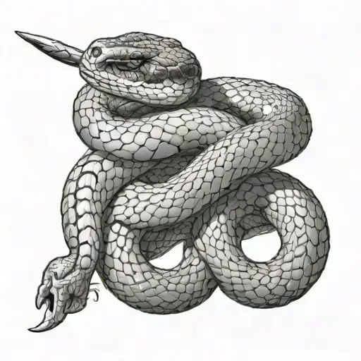 Snake Is Pierced By A Knife