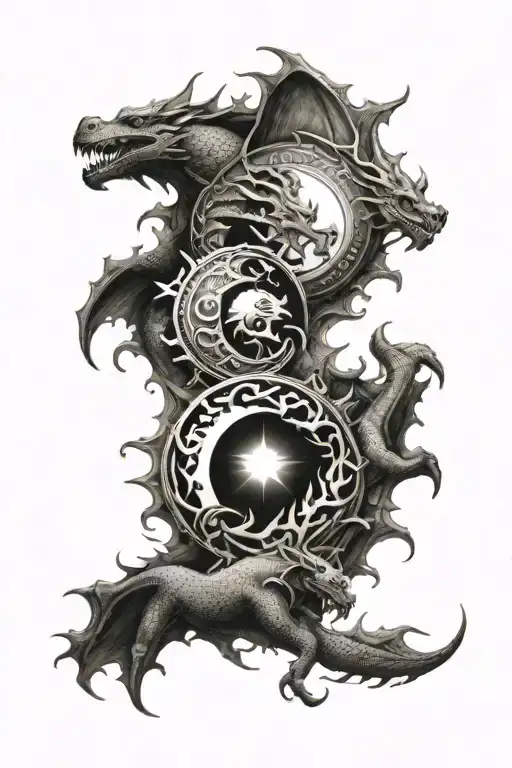 Sun And Moon With Dragons