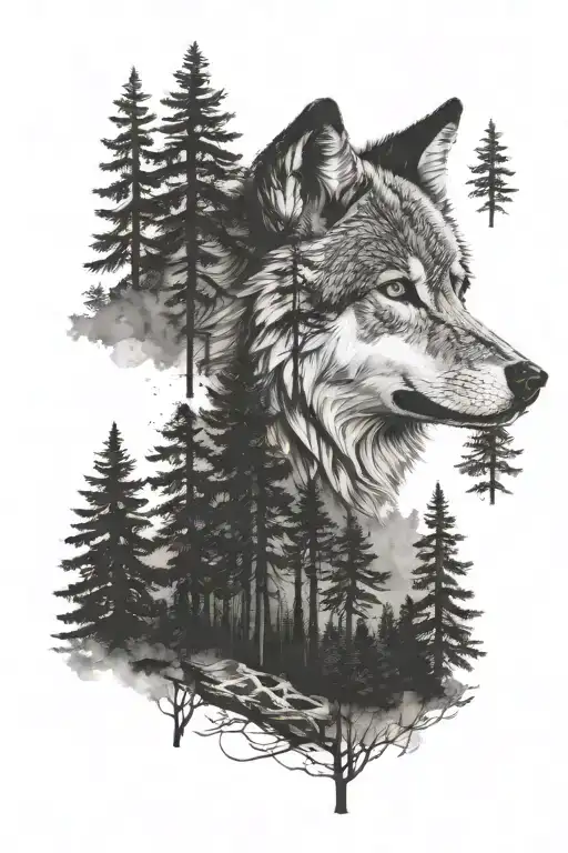 Wolf And A Forest
