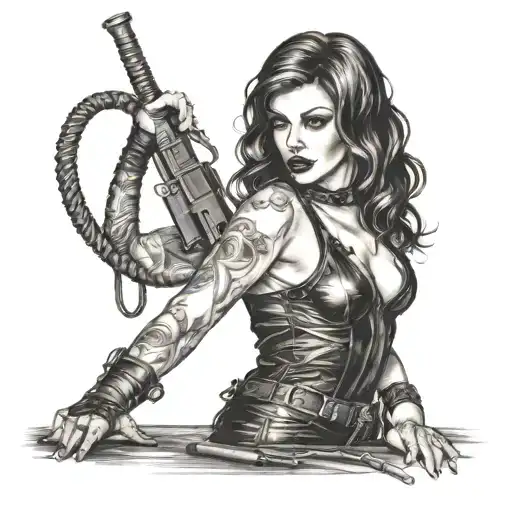 10 X 10 Realism Tattoo Of A Dominatrix With A Flogger