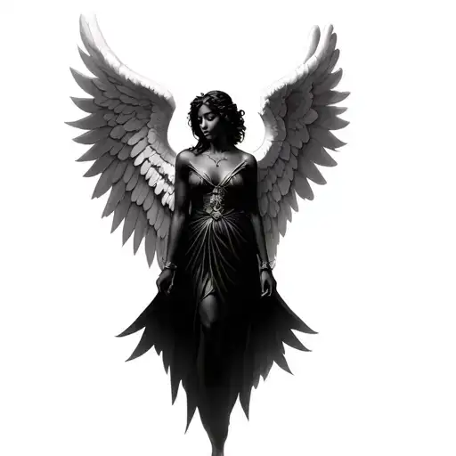 Black Female Guardian Angel With Wings