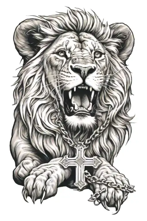 Lion With A Cross Necklace