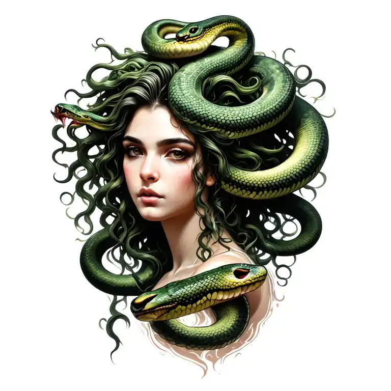 Woman Gorgon Medusa With Snake Hair