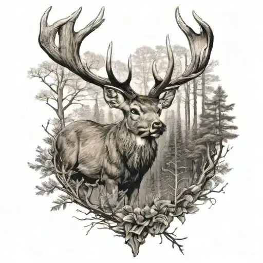 Deer And Woods