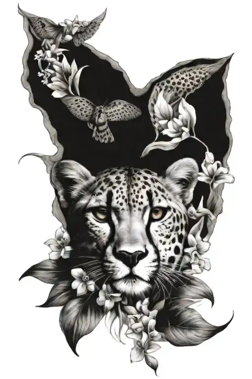 Cheetah And Hawaiian Flower And Periwinkle Flower