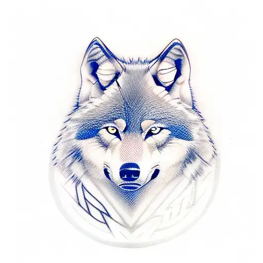 Wolf With Blue Eyes And Viking Runes