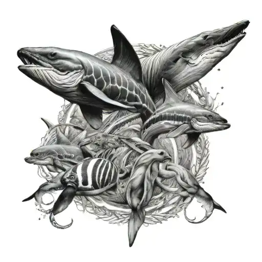 Wildlife Ocean Animals Intertwined