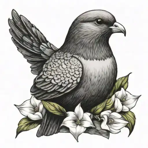 Memorial Fine Line Pigeon With Calla