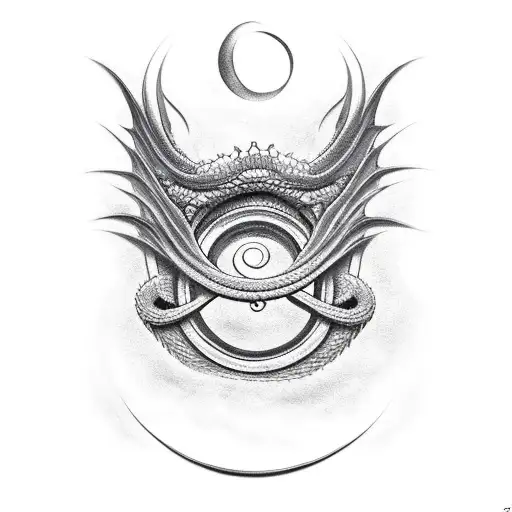 A Dragon Coiled Around The Number 5