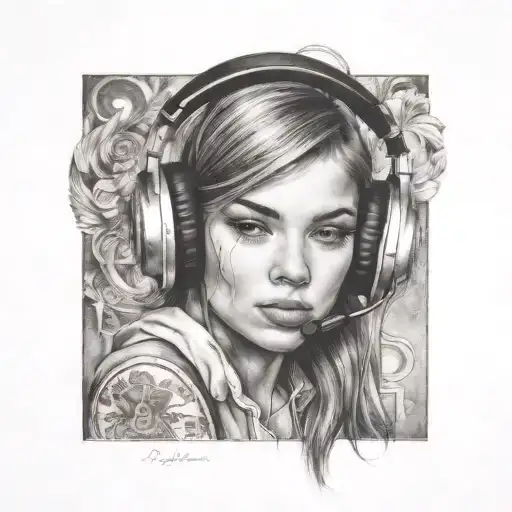 Girl Listen To Music In Headphones