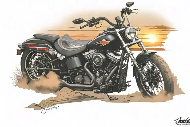 Black 2021 Harley Low Rider With Sunset And Mountains