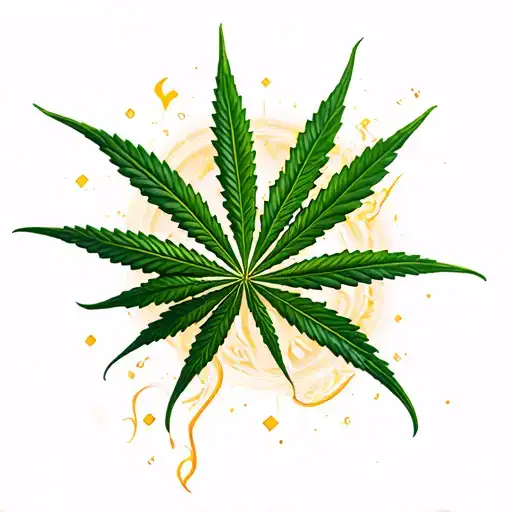 Weed 3D Effect Style Tattoo Design