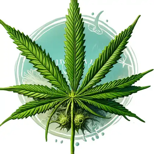 Weed 3D Effect Style Tattoo Design Incorporating Elements