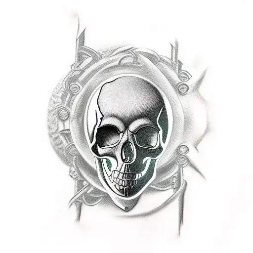 Hooded Skull With Clock And Lighting