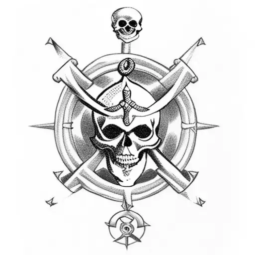 Anchor Compass Pirate Skull