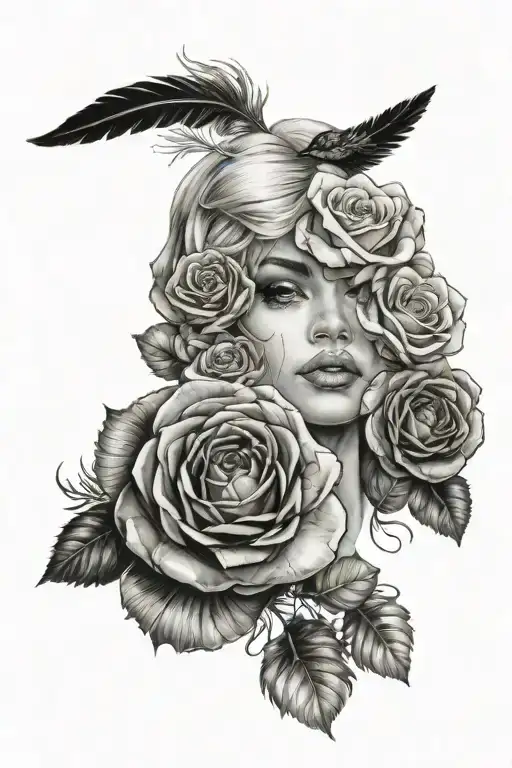 Face Of A Pretty Girl With A Septum Piercing Fea Tu Ring Two Roses And A Feather