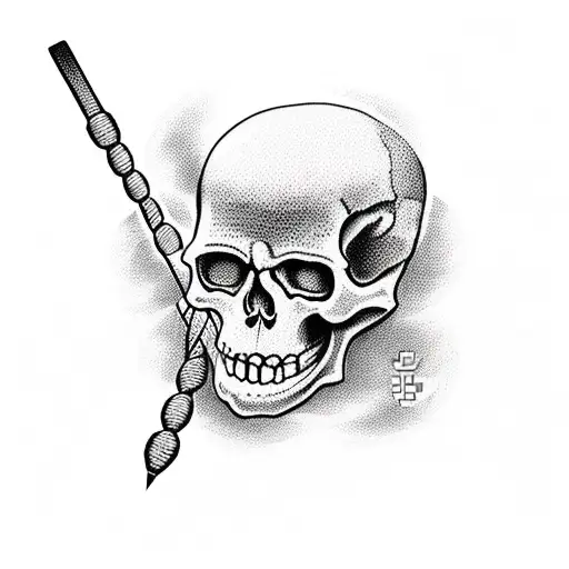 Skeleton Holding Knitting Needles And Yarn