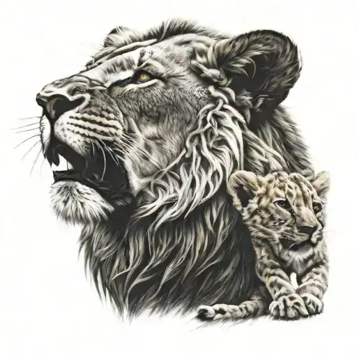 Lion And Cub Howling