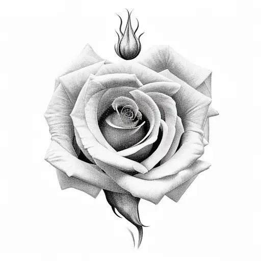 Rose Con Llamas Alrededor