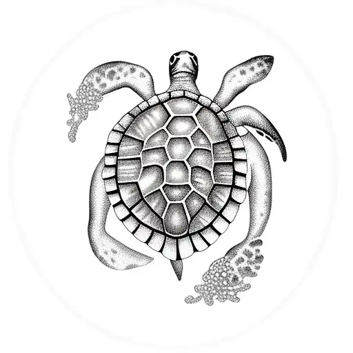 Sea Turtle With Coral Growing Out Of Its Shell