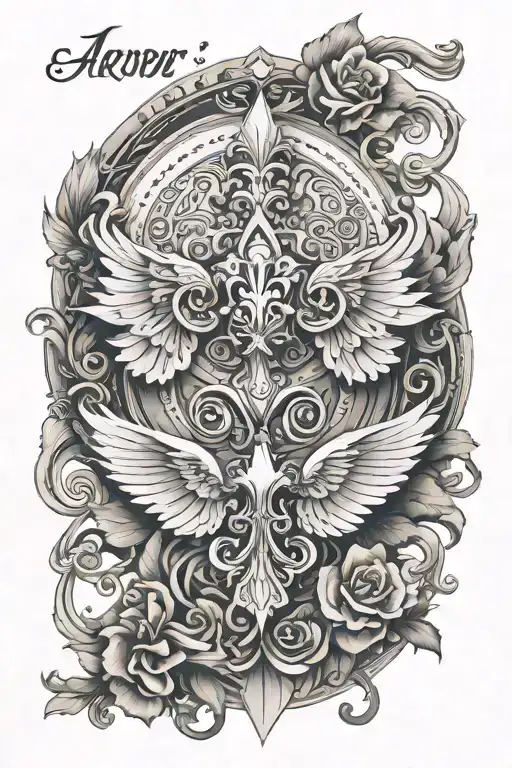 Fleur De Lis And Names Alba And Angel Wings