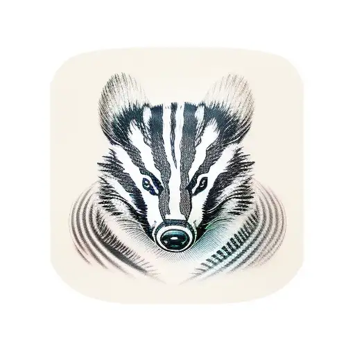 Badger With Yellow And Black Striped Scarf