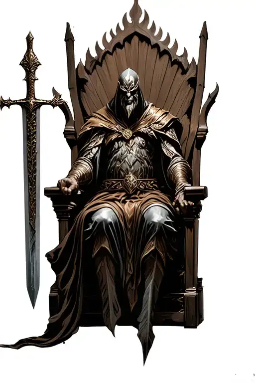 Sauron In A Throne Holding A Sword