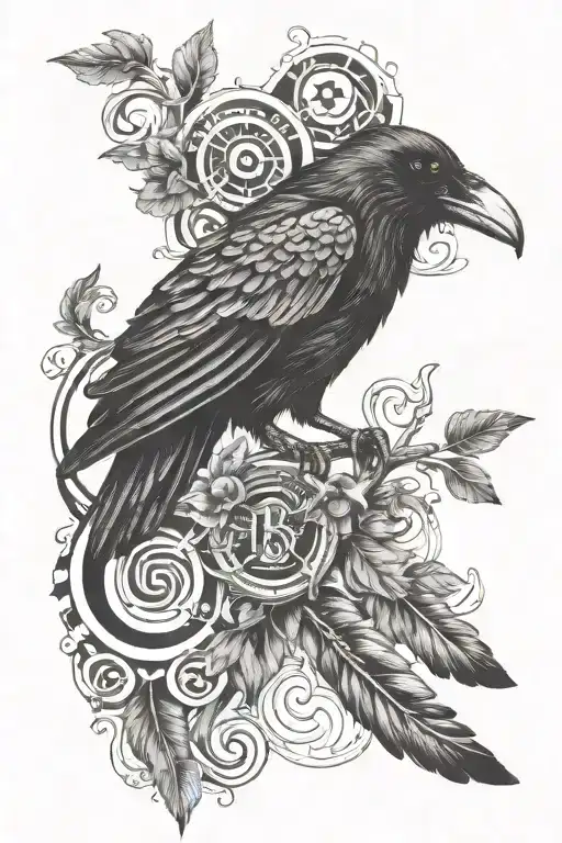 Raven And Scandinavian Letters Old School Plain