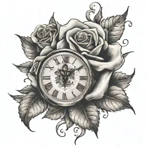 Linonhead With Rose And Clock